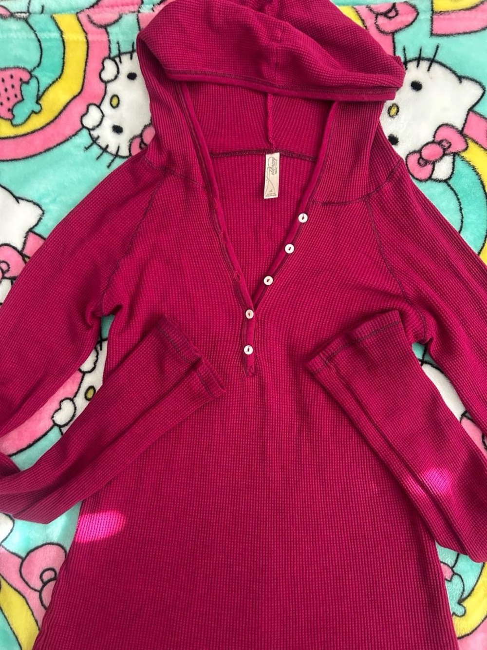 Old Navy Women's Hooded Henley in Bright Raspberry